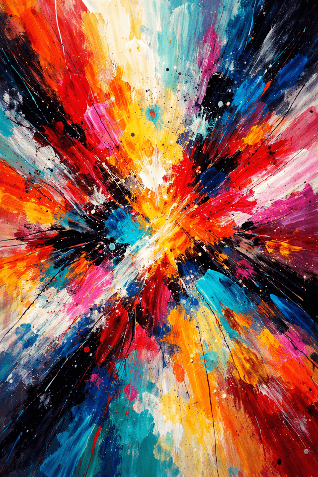 Vibrations, abstract artwork previewed at real size on a wall